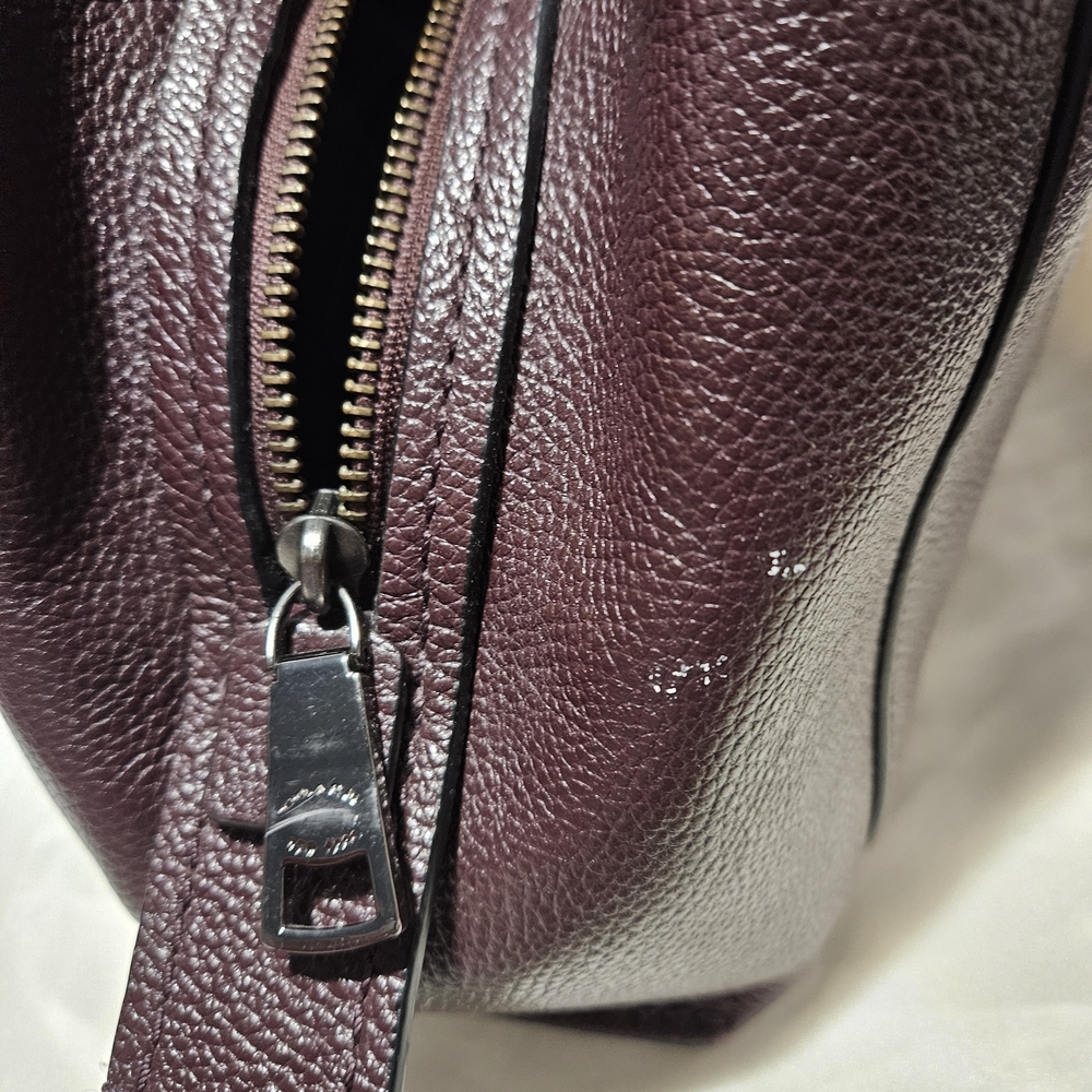 Coach Dalton 31 Gunmetal-Oxblood Leather Shoulder Bag - Picture 5 of 13